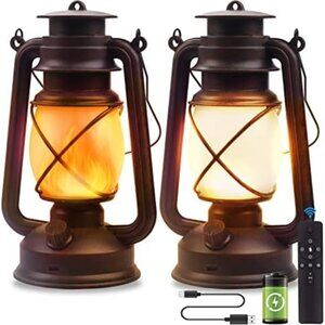 Vintage Lantern LED Battery Powered Hanging Lantern Flicker with remote
